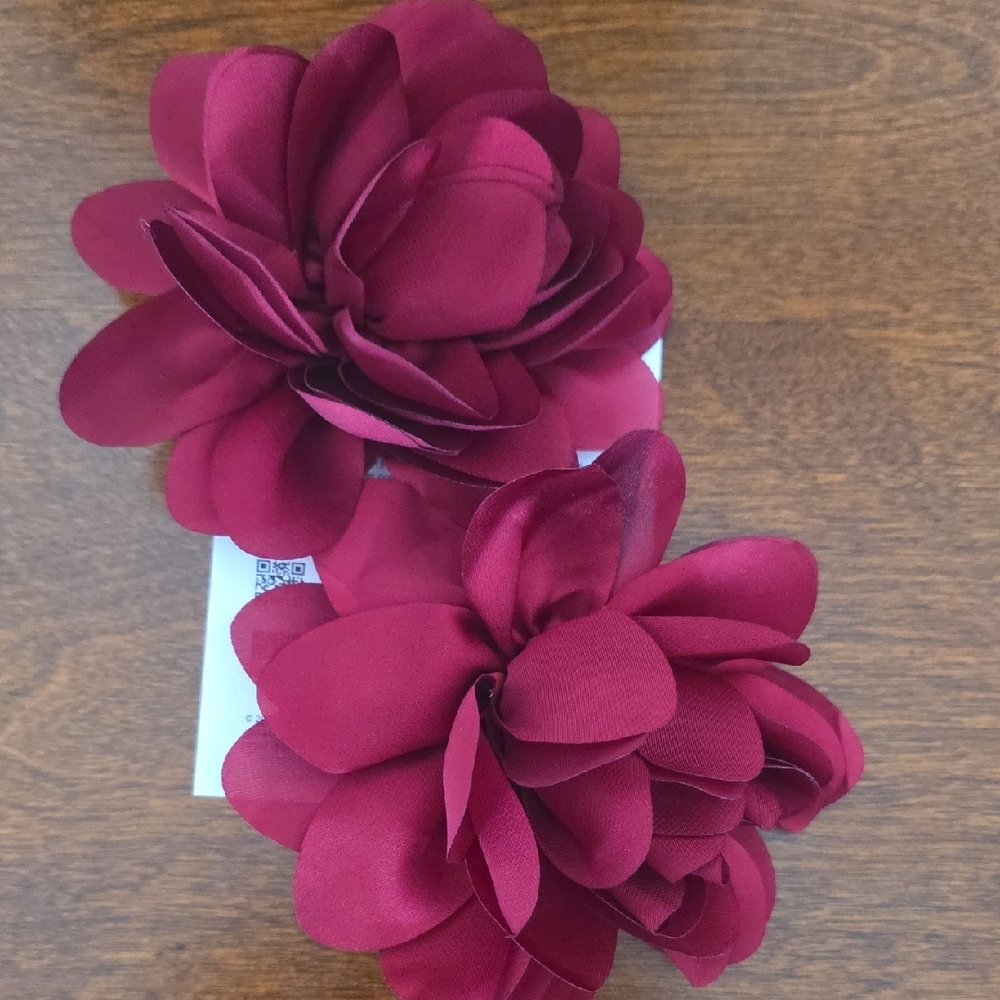 Elegant Burgundy Floral Earrings